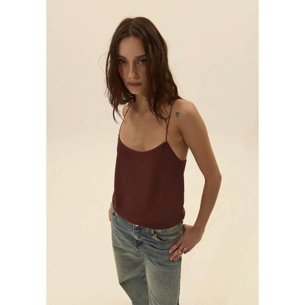 NEW DELUC izzie knit camisole in brown